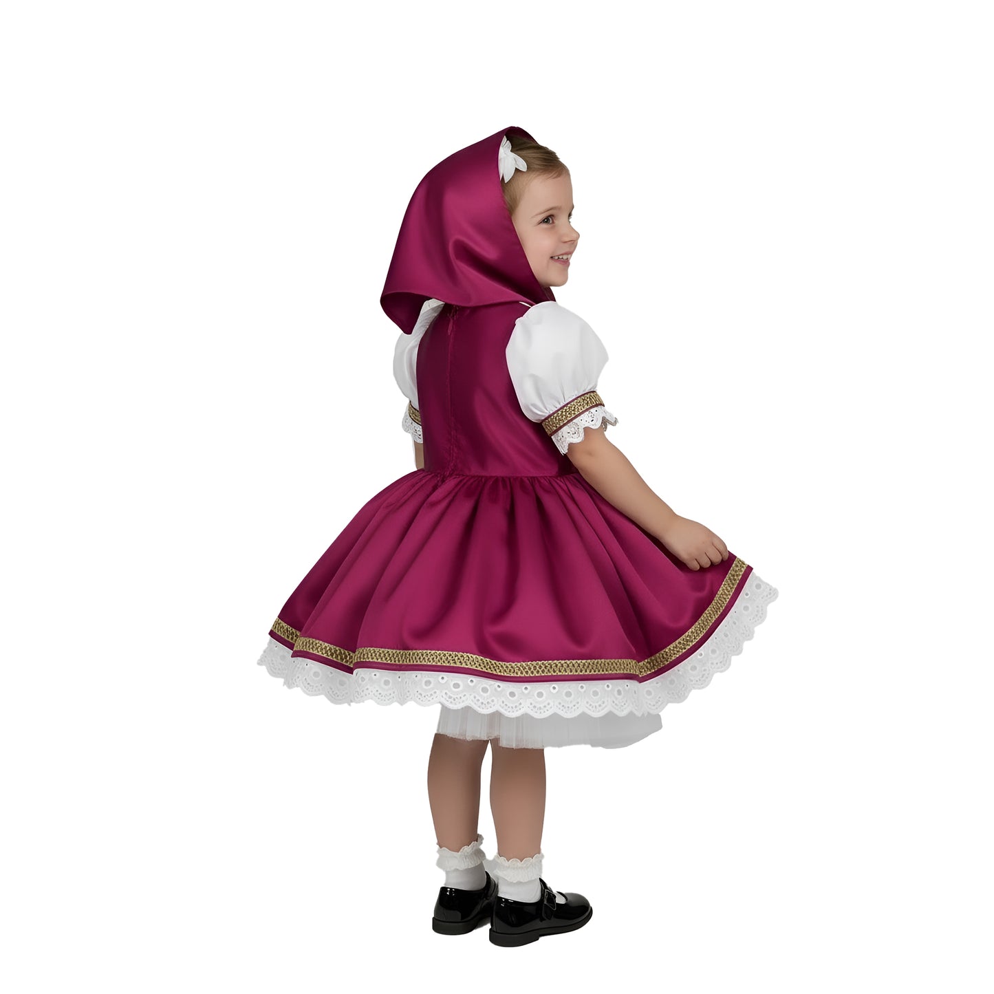 Masha-Inspired Berry Pink Hooded Dress