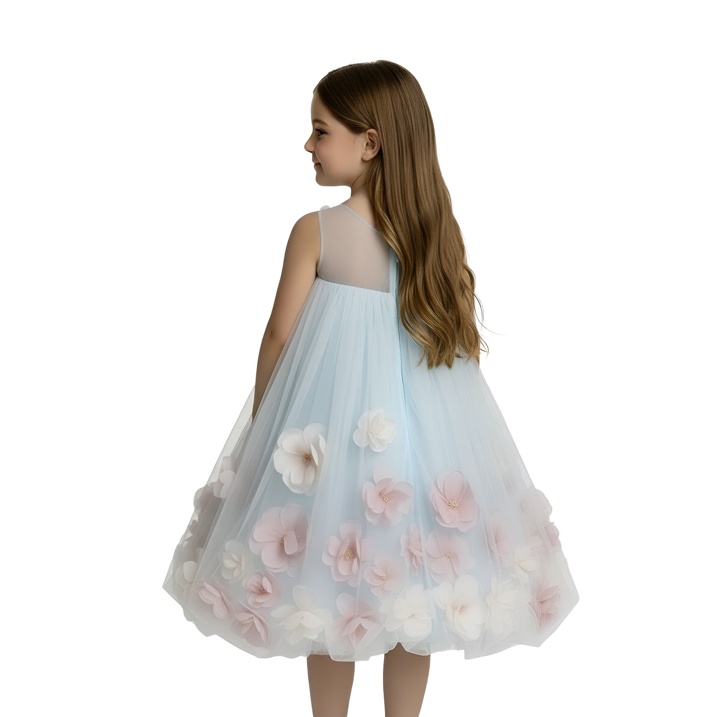 Blush Petal Icy Blue Tulle Party Dress