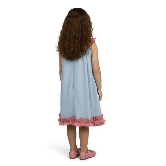 "Secret Garden" Denim Floral Dress – Powder Blue & Rose