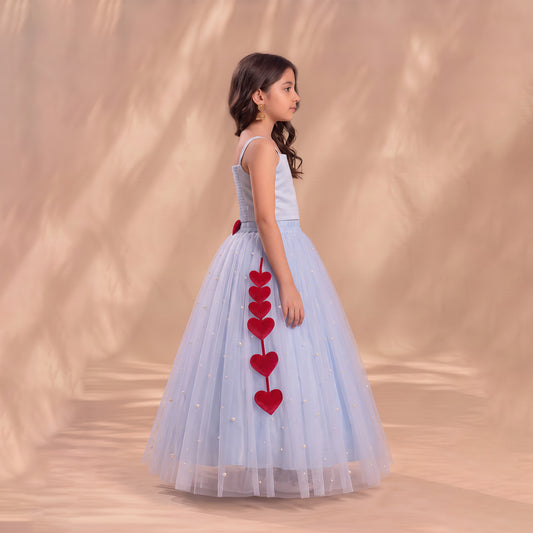 Sweetheart Appliqué Tulle Lehanga Set