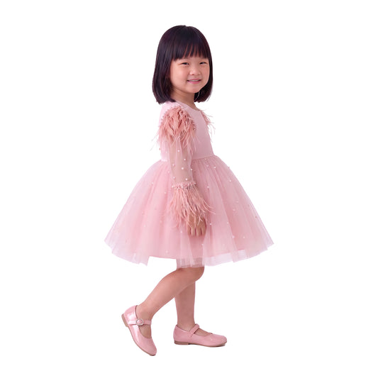 Ethereal Pearl & Feather Luxury Tutu Dress
