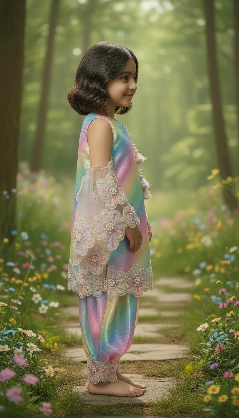 Rainbow FloraL Suit Set with Salwar