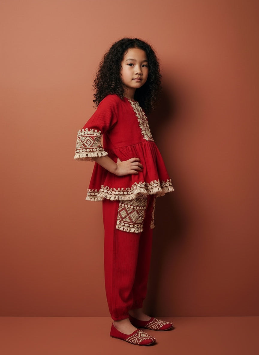 Crimson Heritage Embroidered Coord Set