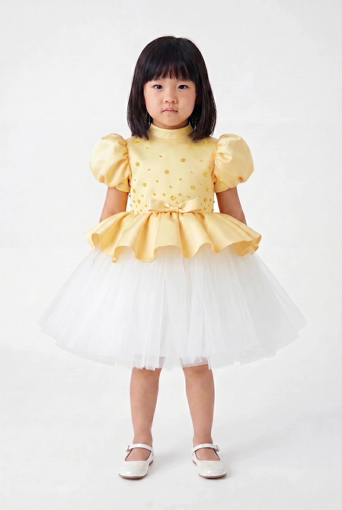 The "Sia" Sunbeam: Embellished Peplum & Tulle Dress
