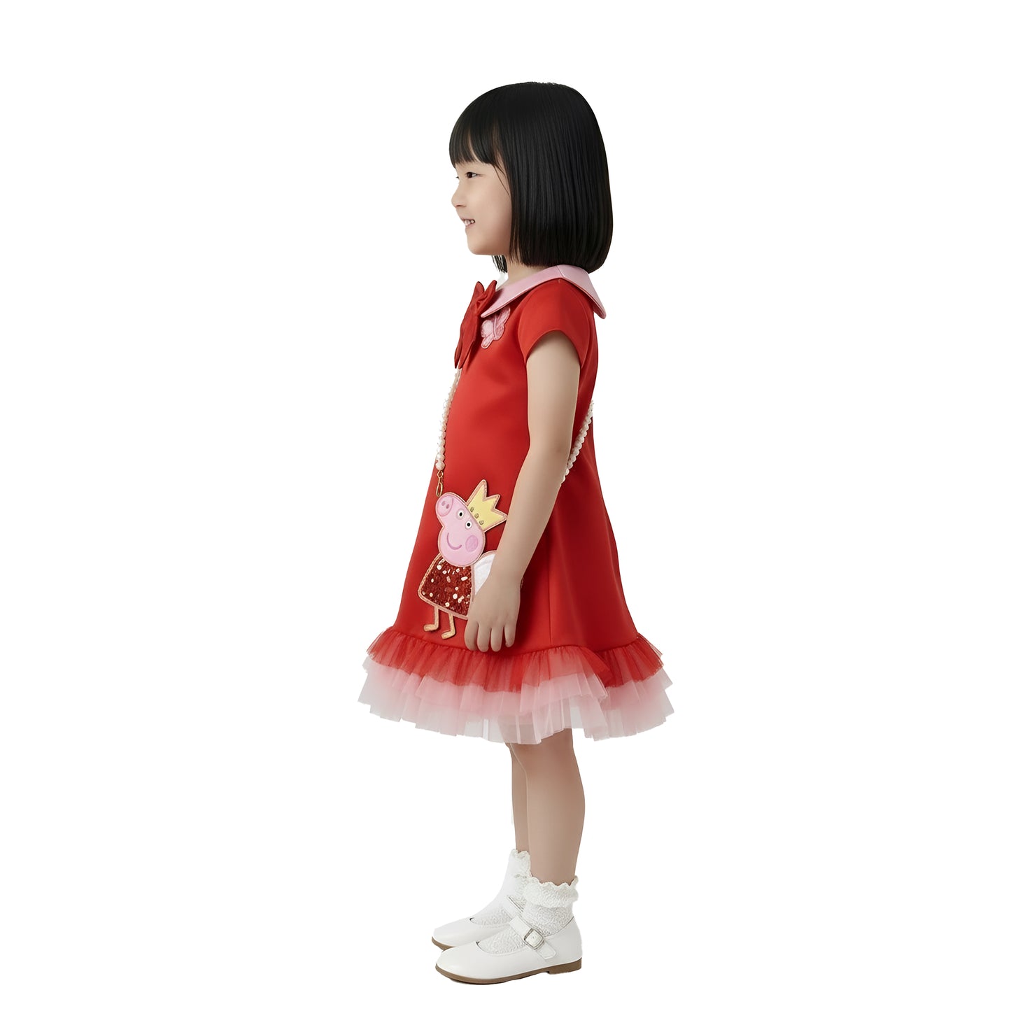 Peppa Pig Inspired Girl's Royal Red Peppa Crown Dress