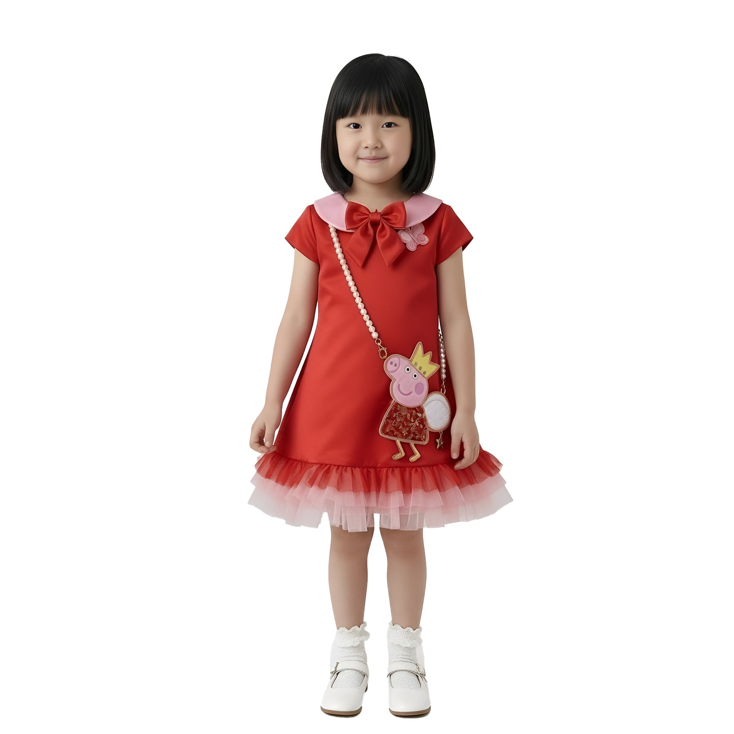 Peppa Pig Inspired Girl's Royal Red Peppa Crown Dress