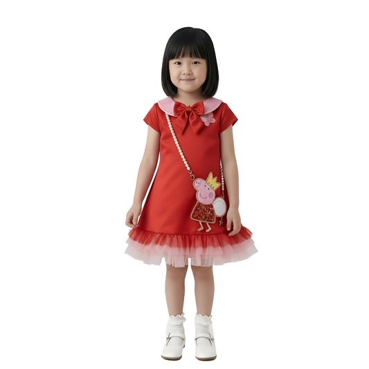 Peppa Pig Inspired Girl's Royal Red Peppa Crown Dress