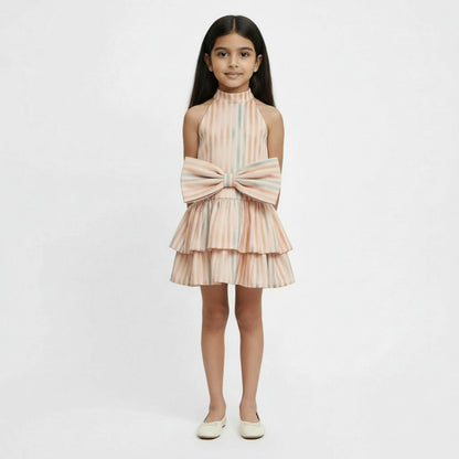 Peach Sorbet "Halter Bow" Tiered Dress