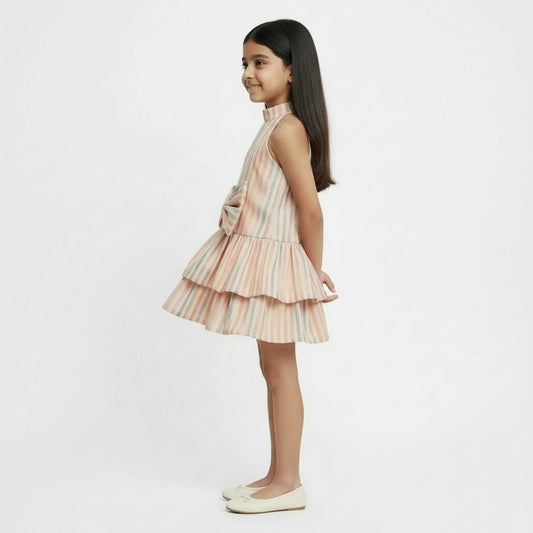 Peach Sorbet "Halter Bow" Tiered Dress