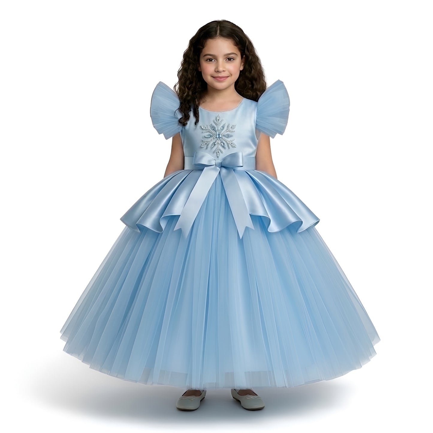 Girls' Elsa-Inspired "Winter Blossom" Ball Gown – Ice Blue