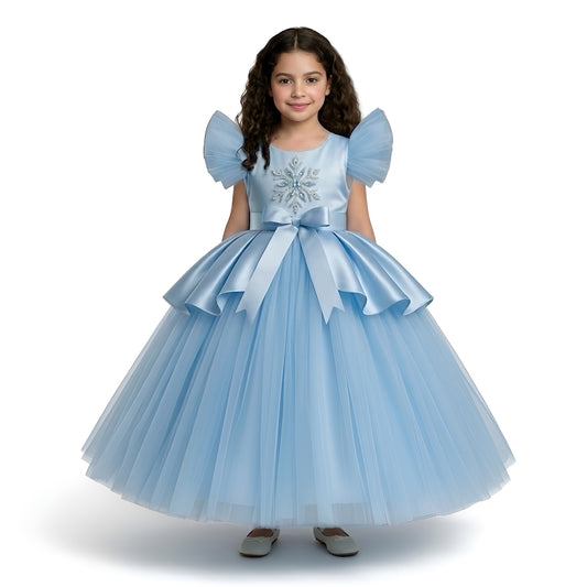 Girls' Elsa-Inspired "Winter Blossom" Ball Gown – Ice Blue
