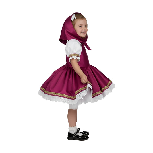 Masha-Inspired Berry Pink Hooded  Dress