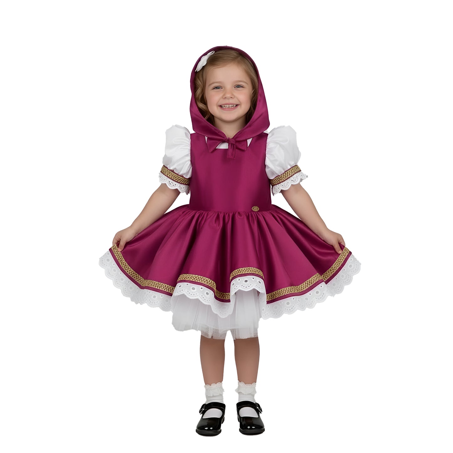 Masha-Inspired Berry Pink Hooded  Dress