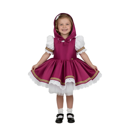 Masha-Inspired Berry Pink Hooded  Dress