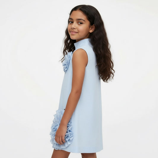 Powder Blue Floral Appliqué Shift Dress