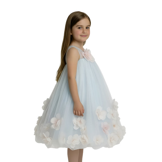 Blush Petal Icy Blue Tulle Party Dress