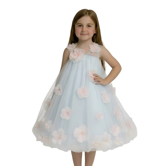 Blush Petal Icy Blue Tulle Party Dress