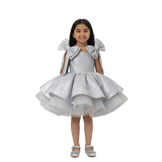Girls' Shimmering Silver "Midnight Star" Birthday Dress