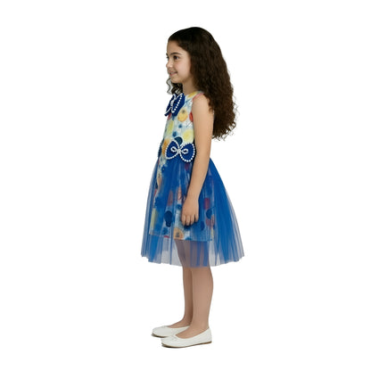 Girls' "Berry Sweet" Royal Blue Floral & Tulle Party Dress