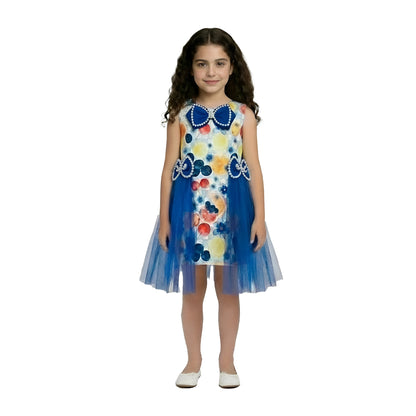 Girls' "Berry Sweet" Royal Blue Floral & Tulle Party Dress