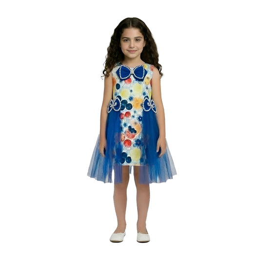 Girls' "Berry Sweet" Royal Blue Floral & Tulle Party Dress