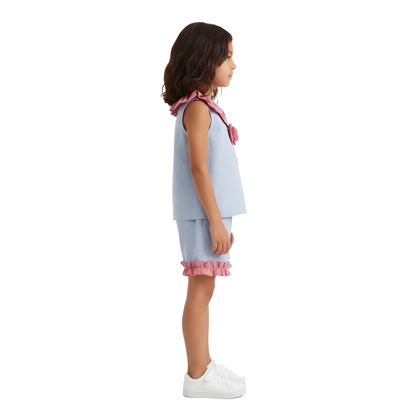 Girls' Rose Appliqué Summer Coord set