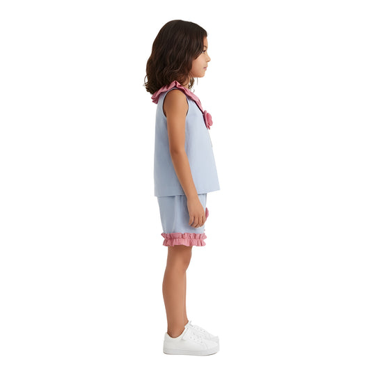 Girls' Rose Appliqué Summer Coord set