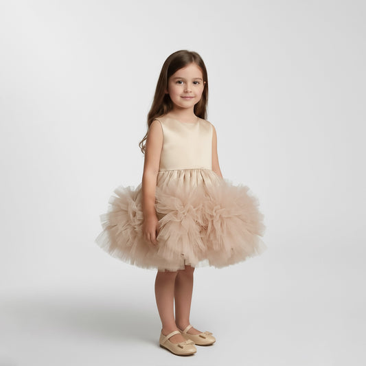 Champagne Satin & Tulle "Princess" Tutu Dress