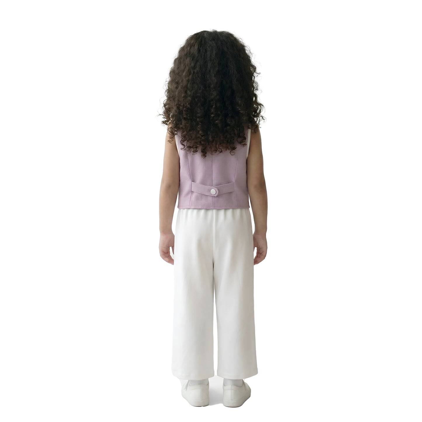 Girls' Lavender Bow-Accent Vest & Pant Coord Set