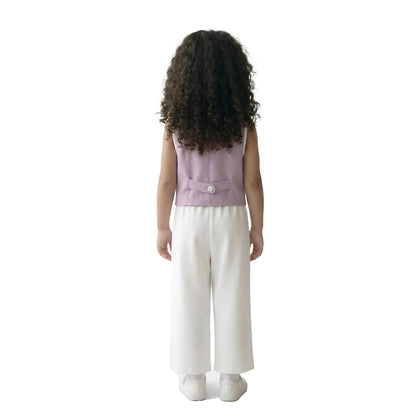 Girls' Lavender Bow-Accent Vest & Pant Coord Set