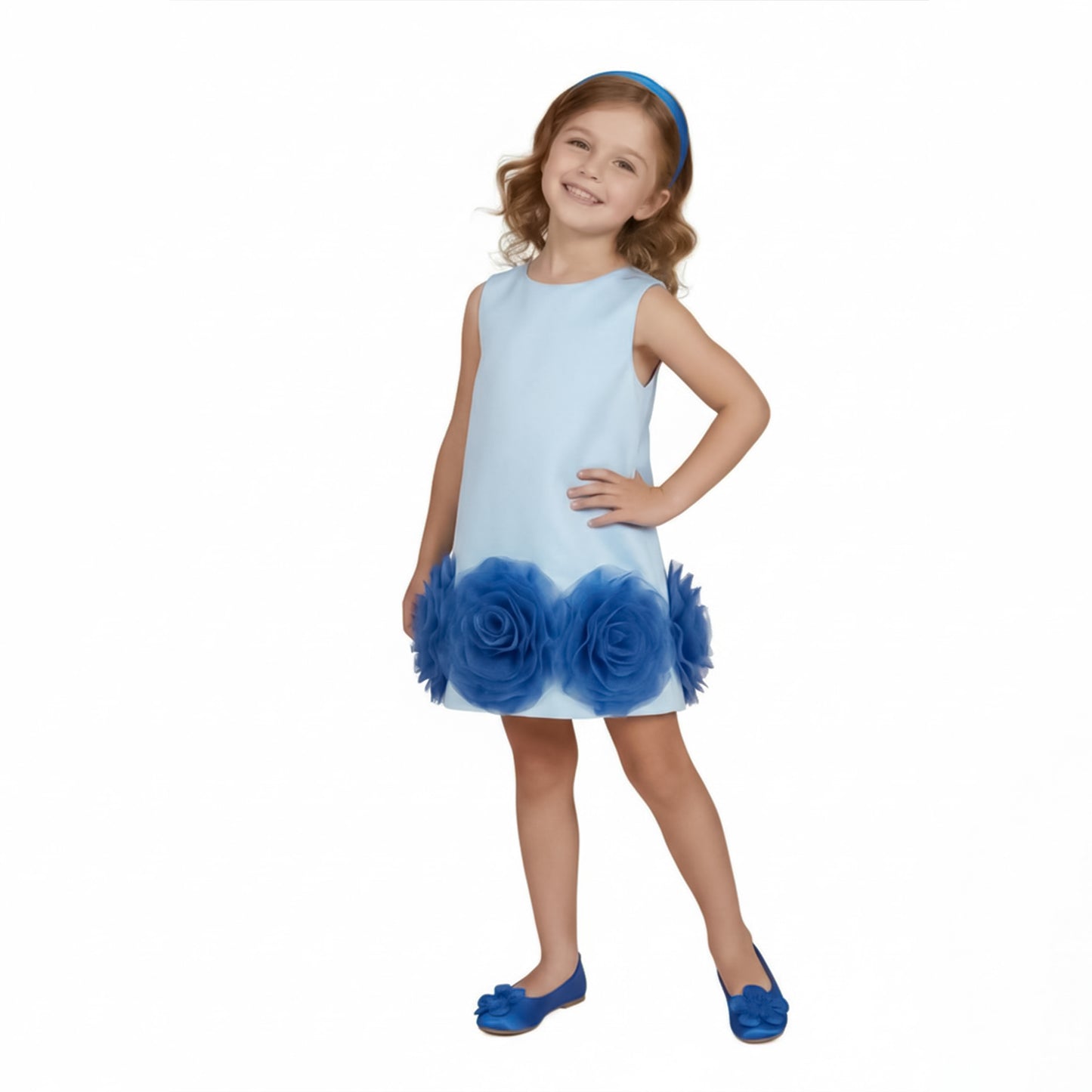 Sky Blue "Ocean Wave" Ruffle Dress