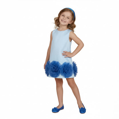 Sky Blue "Ocean Wave" Ruffle Dress