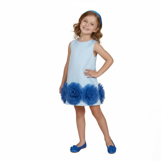 Sky Blue "Ocean Wave" Ruffle Dress
