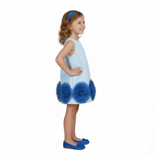 Sky Blue "Ocean Wave" Ruffle Dress