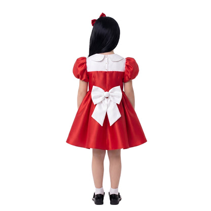 Classic Red Satin Princess Birthday Celebration Dress Set