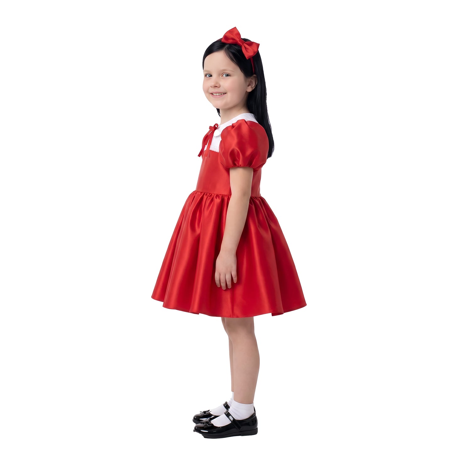 Classic Red Satin Princess Birthday Celebration Dress Set