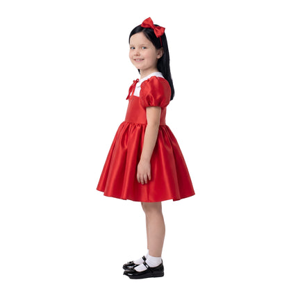 Classic Red Satin Princess Birthday Celebration Dress Set