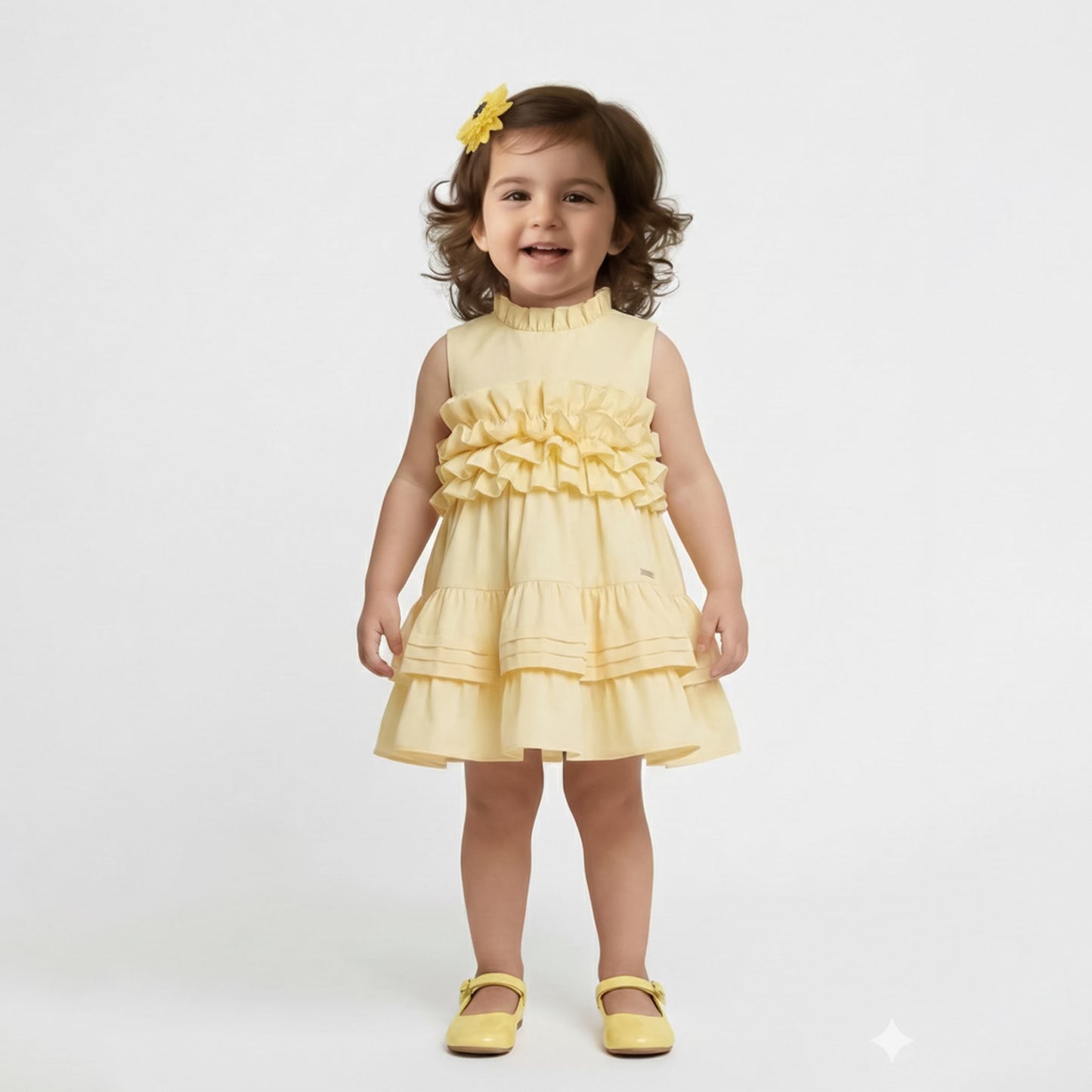Toddler Girls Yellow Ruffle Tiered Dress