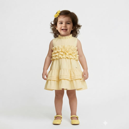 Toddler Girls Yellow Ruffle Tiered Dress