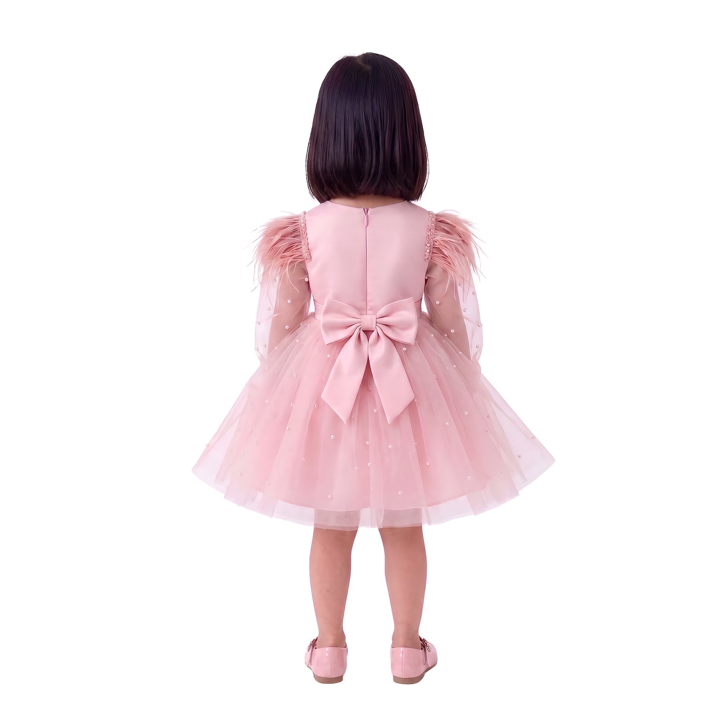Ethereal Pearl & Feather Luxury Tutu Dress