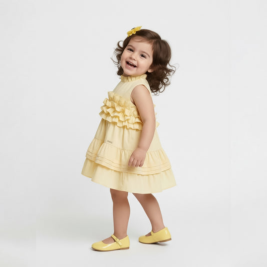 Toddler Girls Yellow Ruffle Tiered Dress
