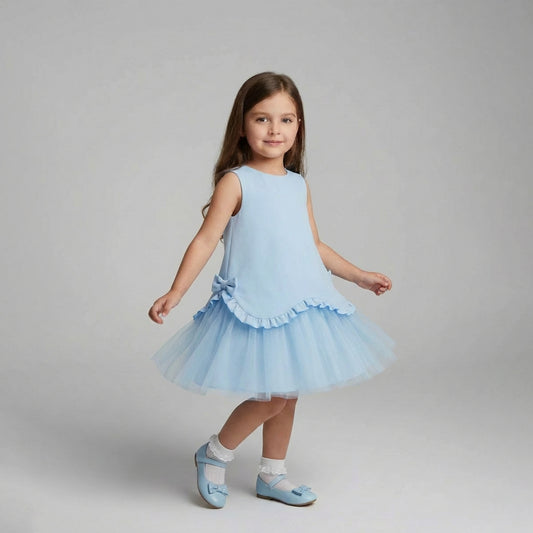 Sky Blue Tulle Scallop Dress