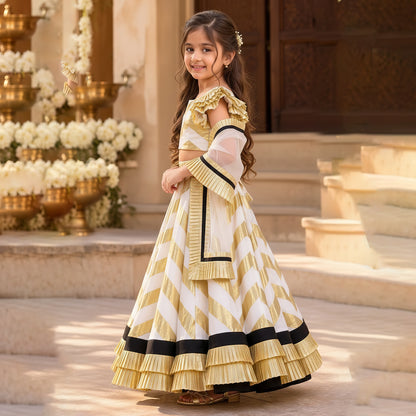 The Gilded Chevron Ruffle Lehanga Set