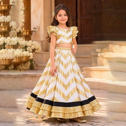 The Gilded Chevron Ruffle Lehanga Set