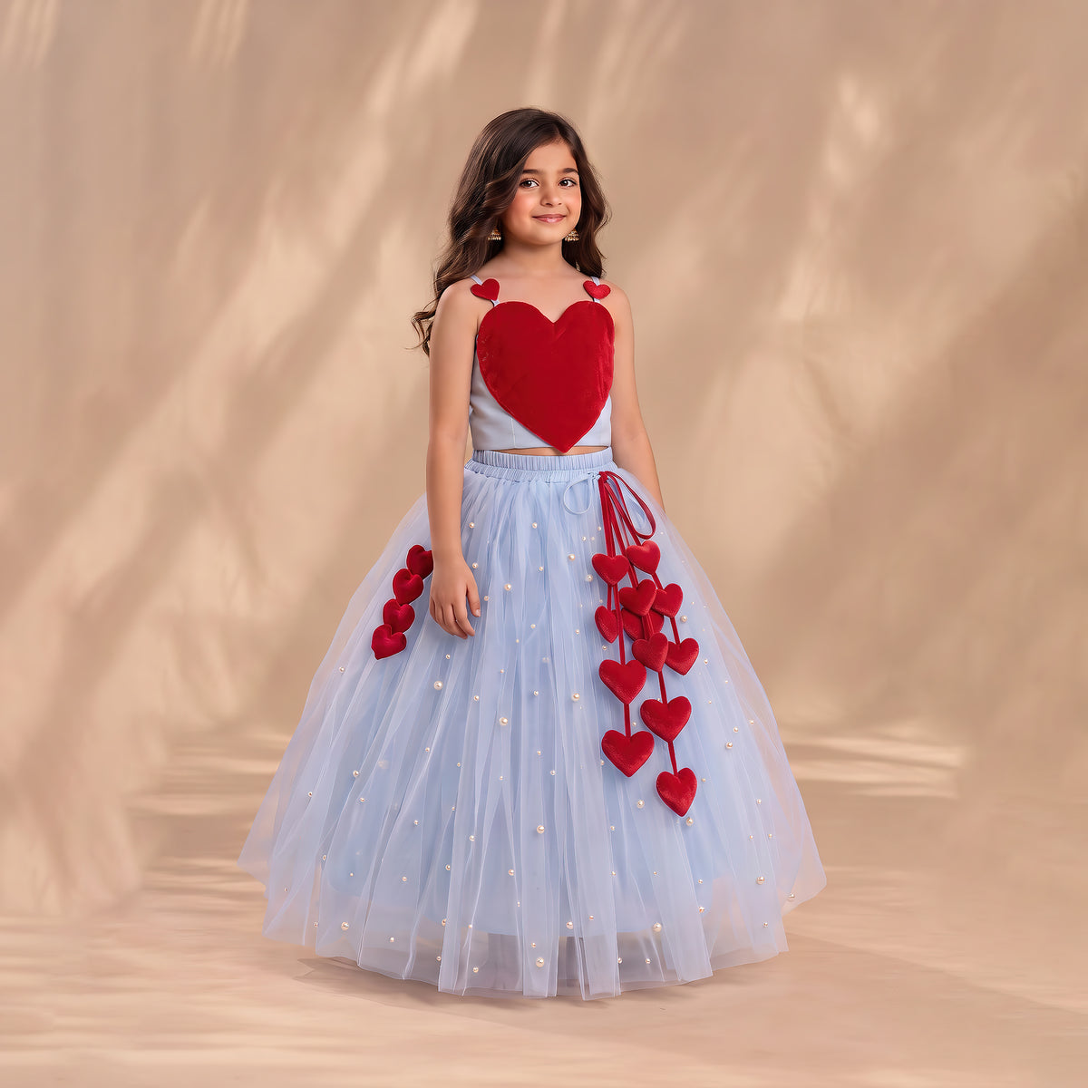 Sweetheart Appliqué Tulle Lehanga Set