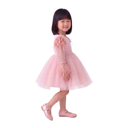 Ethereal Pearl & Feather Luxury Tutu Dress