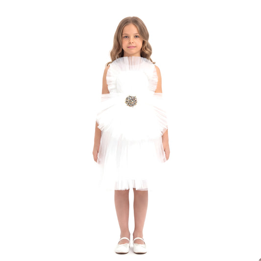 White tulle flower girl dress