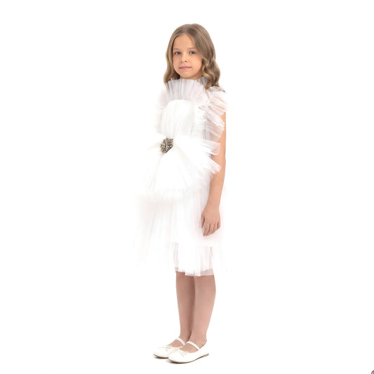 White tulle flower girl dress