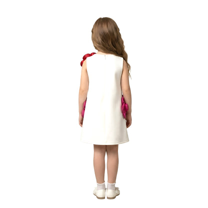 White Floral Appliqué Party Dress