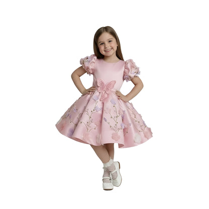 Enchanted Pink Butterfly Fairy Dress with Detachable Wings